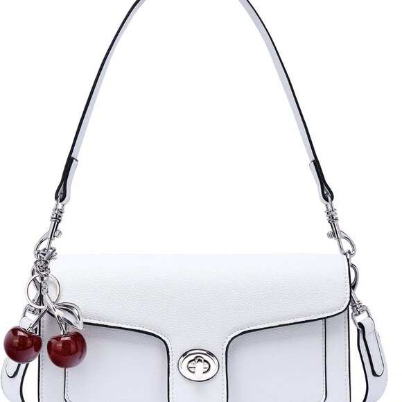 Chic Vegan Leather Crossbody Purse with Cherry Charm - Stylish 2-In-1 Design